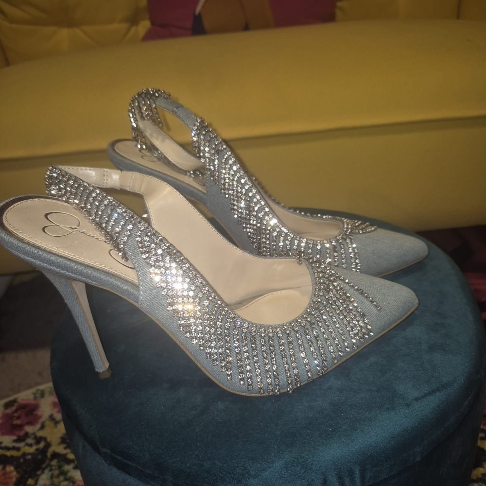 Jessica Simpson Silver Embellished Heels